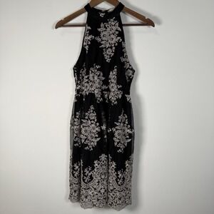 Altar'd State Women's Dress Black Lace‎ Overlay Off White Large
